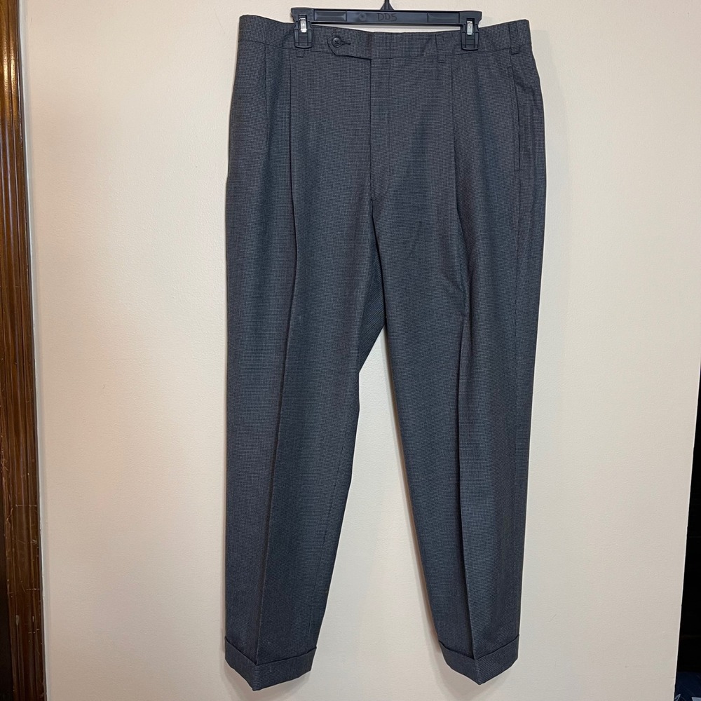 Brooks Brothers Makers Men's Gray Wool Pleated Cuffed Dress Pants 38x30